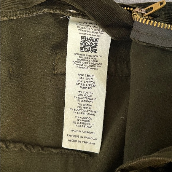 Frame Green Corduroy Le Flare Pants size 30 **altered** - Picture 6 of 12